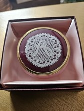 Framecraft Trinket Pink Ceramic Box With Handmade Lace Initial A (BOXED)