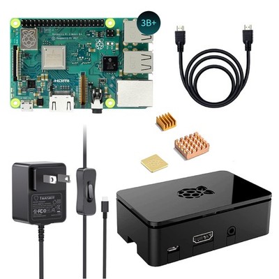 Kit for Raspberry Pi 3B+ Raspberry Pi 3B+ Case Power Supply Cable Line Heatsink