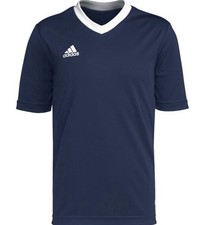 Adidas Entrada 22 Soccer Jersey Youth M Navy Blue V-Neck Short Sleeve H57564