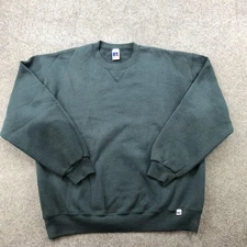 Vintage Russell Sweatshirt Mens XL Green Crewneck Fleece Pullover V Stitch