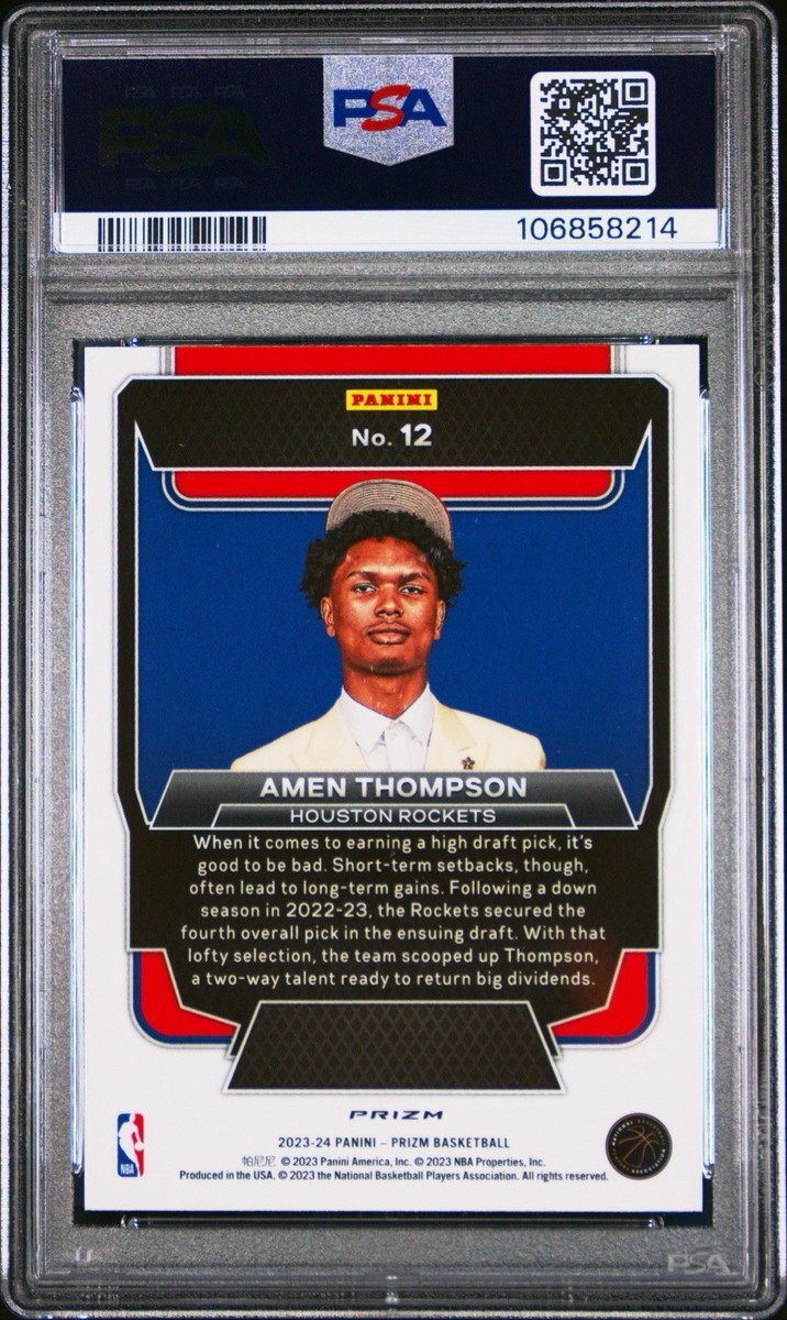 PSA 10 2023 PANINI PRIZM LUCK OF THE LOTTERY #12 AMEN THOMPSON