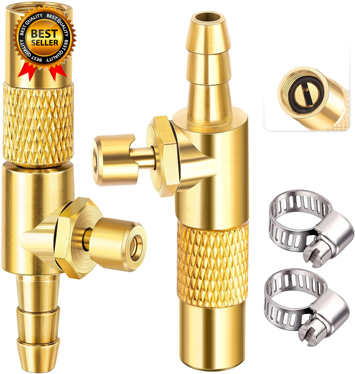 2-Pack Screw on Air Chuck with 1/4 Barb End Twist-On Tire Chuck WAir