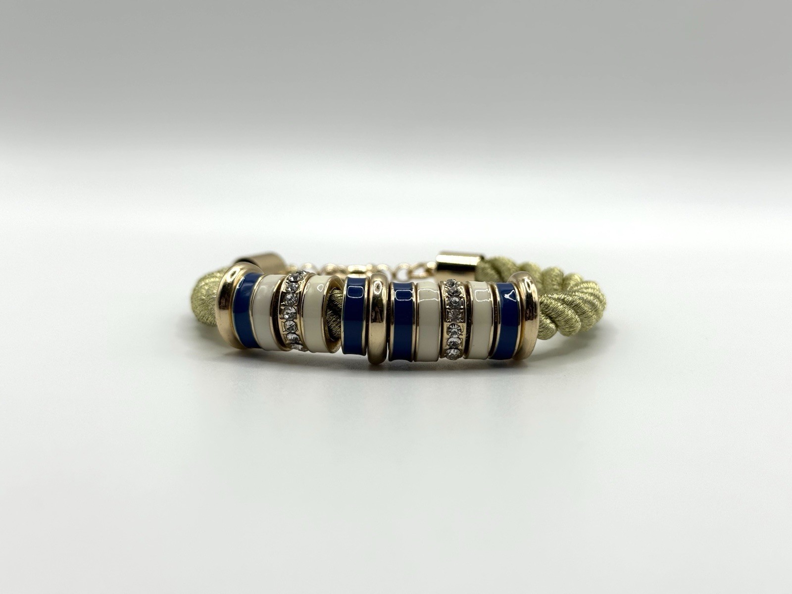 Navy blue & white charm rope bracelet