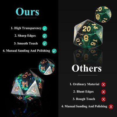 Resin Sharp Edge DND Würfel Set für Dungeons and Dragons Rollenspiel Tabletop    