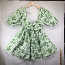 Abercrombie & Fitch Emerson Poplin Puff Sleeve Mini Dress, SP, Green Floral