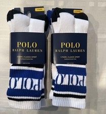 Polo Ralph Lauren Classic Sport Cushioned Comfort Sole Crew Socks 6 Pairs, 10-13
