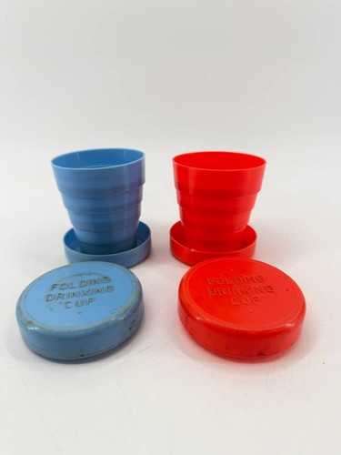 Folding Drinking Cup Set Red Blue Plastic Collapsible Travel Camping Hong Kong