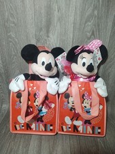 Set of Valentine Mickey and Minnie Mouse Plush 13" Plush in Reusable Gift Bags