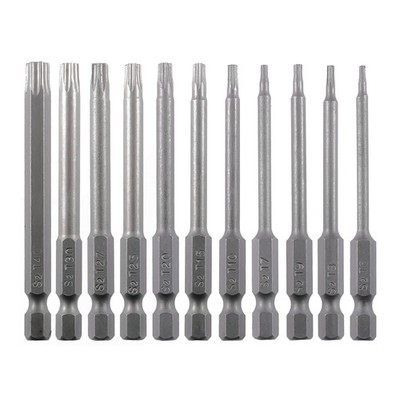 VESTTIO Security Torx Bit Set 11PCS 1/4 Inch Hex Shank 3 T6-T40/3 inch, Grey 