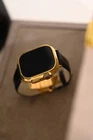 24k Gold Plated Apple Watch ULTRA 3 49mm Black Leather Band 24k Gold Buckle