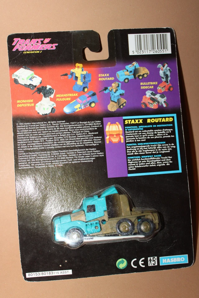 Hasbro  TRANSFORMERS GENERATION 2 DECEPTICON STAXX ROUTARD OVP 1994 - Bild 4 von 4