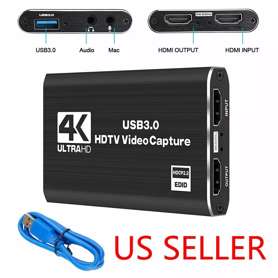 4K Video Capture Card USB 3.0 1080P 60fps HDMI Audio Video Capture Device  Portable Video Converte