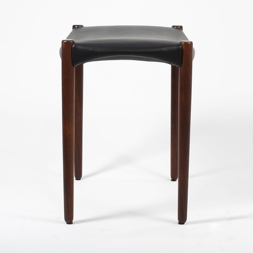 1950s Danish Leather Stool by Ejner Larsen & Aksel Bender Madsen for Willy Beck - Picture 9 of 12