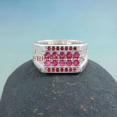 Heizbar Rubin Edelstein Mit 925 Sterlingsilber Ring für Herren #817 - Bild 1 von 3