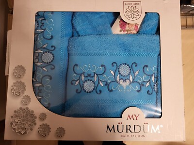 Bademantel Set 3 stück 100% Baumwolle Damen Herren Mit 2 Geschenk , 3 Farbe