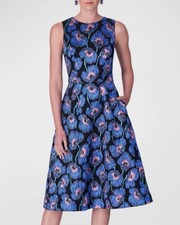CAROLINA HERRERA  Floral-Print Midi Dress - Blue