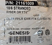 Honeywell Genesis 2116 18/6C Security/Control Cable UV Resistant CMR Gray /50ft