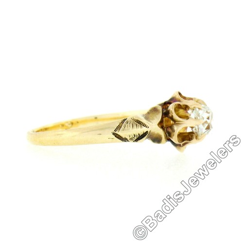 Antiker viktorianischer Verlobungsring 10 kt Gold GIA Old Mine Kissen Diamant Versprechen - Bild 8 von 11