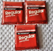 3 No nonsense Regular Pantyhose Petite to Medium 2 Beige Reinforced Toe 1988
