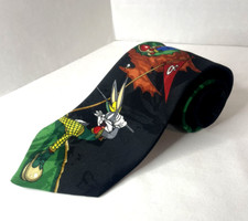 Vintage 1994 Looney Tunes Mania Novelty Golf Necktie Taz, Bugs,  Yosemite Sam