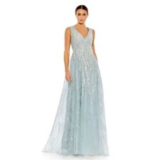 Mac Duggal 20312 Embroidered Sleeveless A Line Gown Ice Blue Size 10 NWT $798