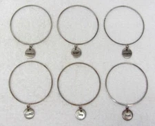 6 Vintage BANGLE BRACELETS Set w/CHARMS Women's Jewelry COURAGE LOVE HOPE TRUST