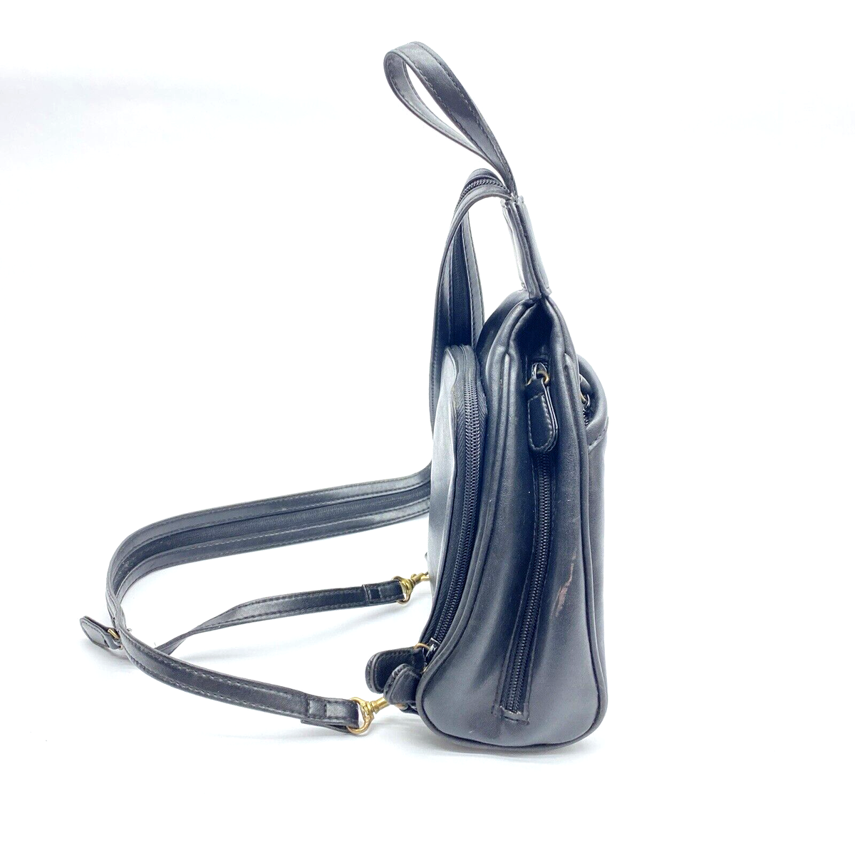 Vintage 90s Y2K Crazy Horse Liz Claiborne Black Leather 