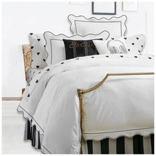 400TC Cotton Scallop Embroidery  Border Sateen Solid Duvet Cover Set