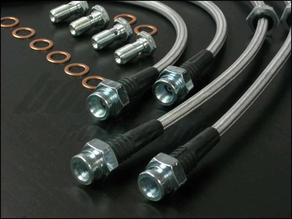 Linhas de freio trançadas de aço inoxidável Techna-Fit para 1995-1998 Nissan 240SX S14 - Imagem 4 de 4