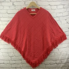 Oxford Cape Red Pink Womens Shawl Poncho Warm Vintage Acrylic Shawl 