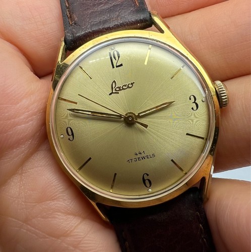 Vintage Men's watch LACO 441 17 Jewels Made in Germany GOLD PLATED - Picture 9 of 21