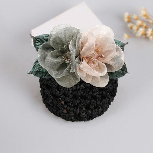 Women Satin Bow Barrette Double Bowknot Hair Net Hair Bun Barrette Hair Clip▱ - Picture 16 of 109
