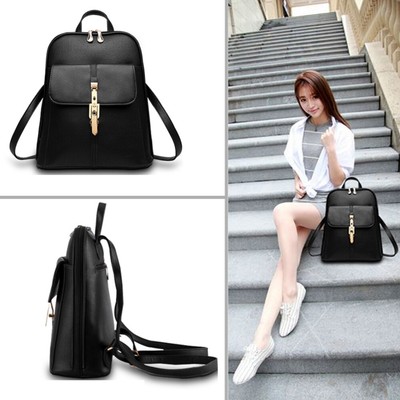 1Pc Fashion PU Backpack Versatile Student Casual Shoulder Bag for Women