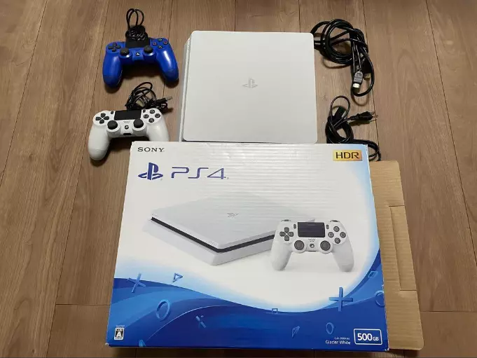 Sony PlayStation 4 PS4 Slim White Game Console -2 Controller Full Box  Tested F/S