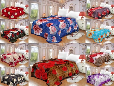 Flanellvlies Blumenmuster Kunstfell Nerz Sofa Überwurf Decke warm Doppel & King 