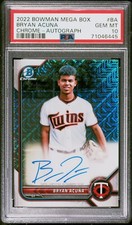 BRYAN ACUNA 2022 Bowman Chrome #BA Mega Box 1st SP Mojo Refractor Auto PSA 10