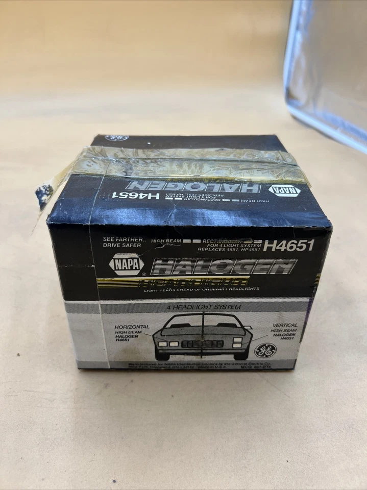 GENERAL ELECTRIC NAPA HALOGEN HEADLIGHT HIGH BEAM RECTANGULAR H4651 - Image 3 of 4