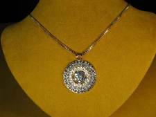 MARIANA LONG NECKLACE SWAROVSKI CRYSTALS CIRCLE PENDANT GRAY RGP Gift Designer