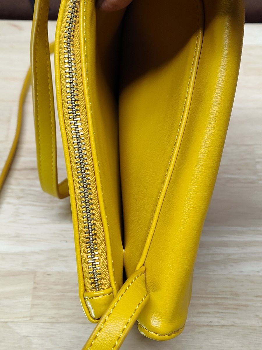 Moda Luxe Crossbody mustard Yellow Purse floral eyelet  display picture 3