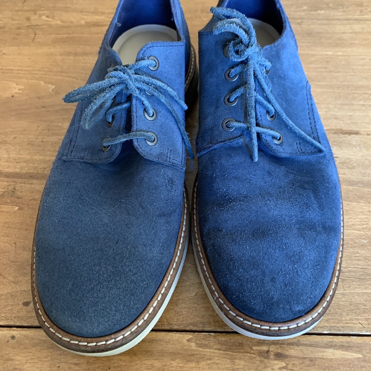 Mens Ecco Blue Suede Oxfords Size 9 1/2 M | eBay