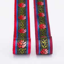 Jacquard Ribbon Flower Pattern Indian Sari Trimming,19mm,Roses Brocade Design