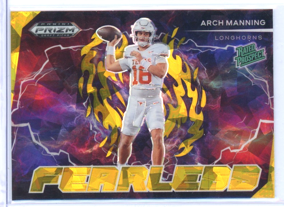 2025 Panini Prizm Draft Pick Fearless Arch Manning Gold Ice Prizm Rated Prospect