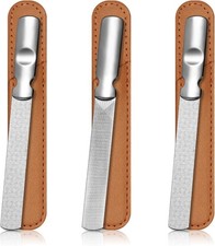 3 Pieces Stainl Steel Nail Files Metal Nail File with Leather Case