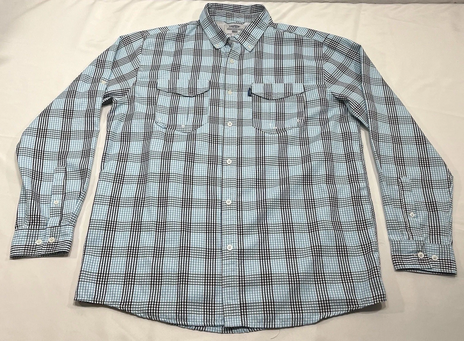 AFTCO Mens L Performance Long Sleeve Plaid Roll Tab Vented Fishing Shirt Blue
Opens in a new window