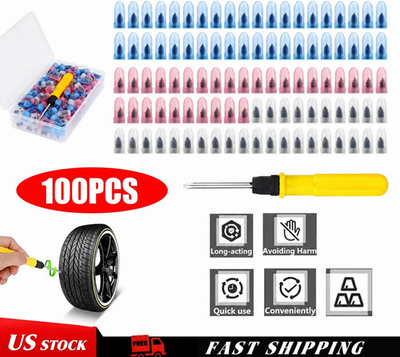 #ad 100Pcs Tire Repair Rubber Nails Tyre Puncture Repair Screws Kit with Screwdriver $7.79
