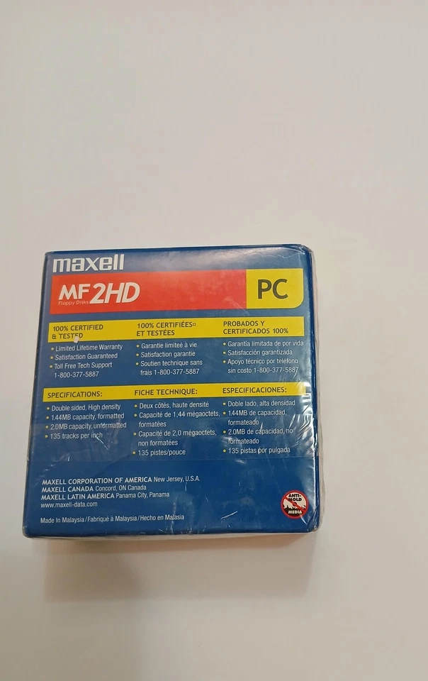 Disquetes Maxell MF2HD 1,44 MB Alta Densidad PC Paquete de 10 Nuevos Sellados De Colección Foto 2 de 4