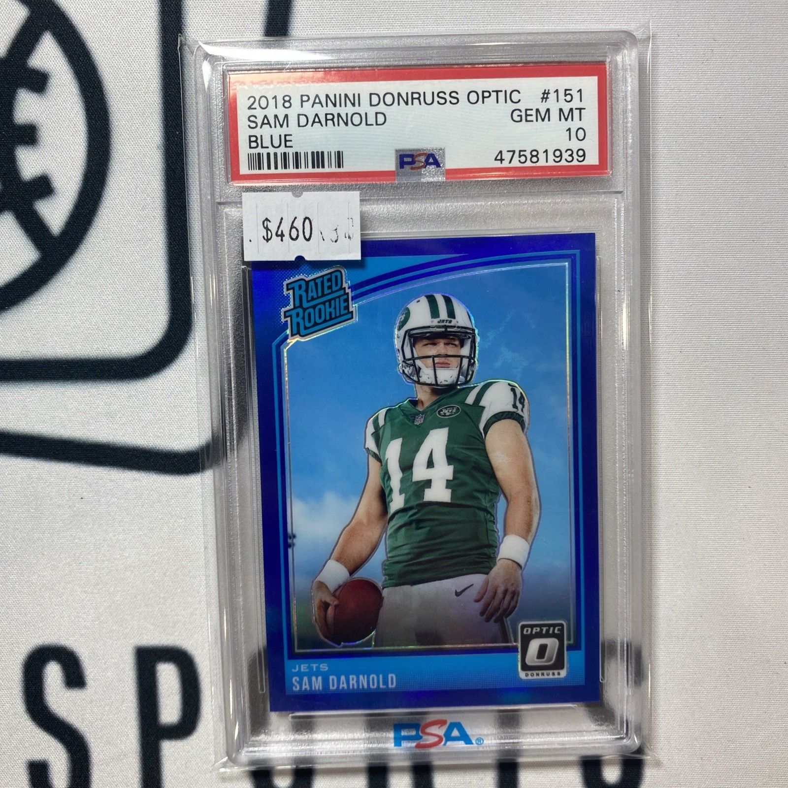 2018 Panini Donruss Optic Sam Darnold Rated Rookie Blue /149 PSA 10