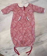Vintage Y2K 2001 Tommy Hilfiger Baby Red Paisley Newborn Gown-One Size