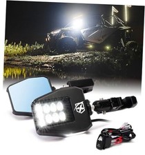 UTV LED Side View Mirrors Aluminum w/Puddle Lights, Smoke Lens w/ Puddle Light