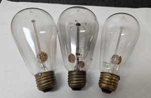 3 Antique GE Edison Mazda Tipped 5 Inch Light Bulbs *1 Works! 2 Non-working
